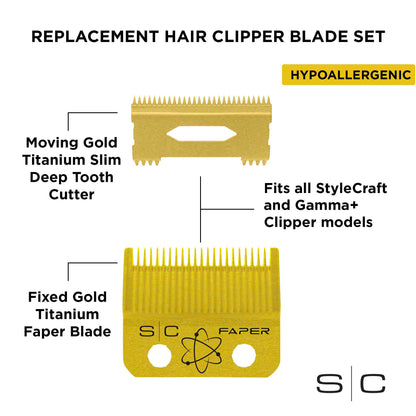 Stylecraft Fixed Gold Titanium Faper Blade with Gold Titanium Slim Deep Cutter by StyleCraft - Sustainable Living (View 2)