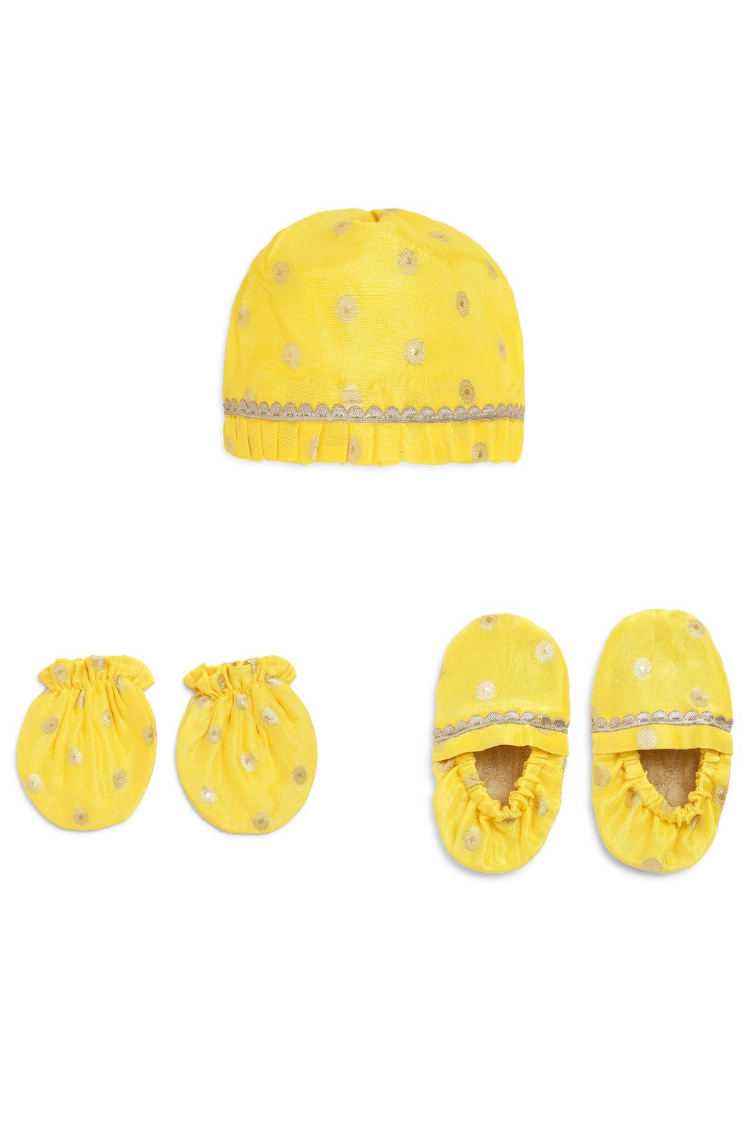 Baby Soft Brocade Booties Mittens And Cap Set - Image 2