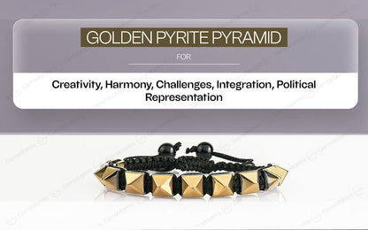 Golden Pyrite Pyramid Adjustable Bracelet by SAMAHealing - Sustainable Living (View 4)