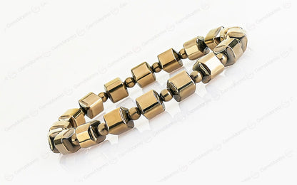 Golden Pyrite/Hematite Cube Beads Bracelet by SAMAHealing - Sustainable Living (View 2)