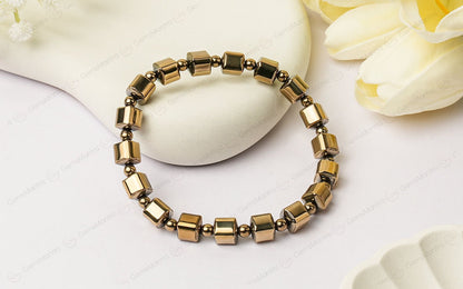 Golden Pyrite/Hematite Cube Beads Bracelet by SAMAHealing - Sustainable Living