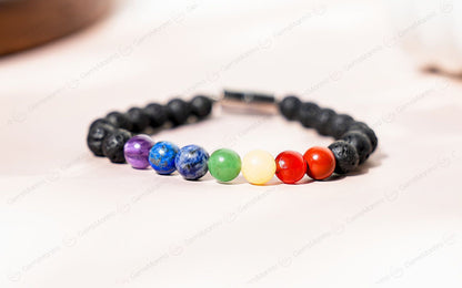 Original 7 Chakra Lava Bracelet with Certificate by SAMAHealing - Sustainable Living