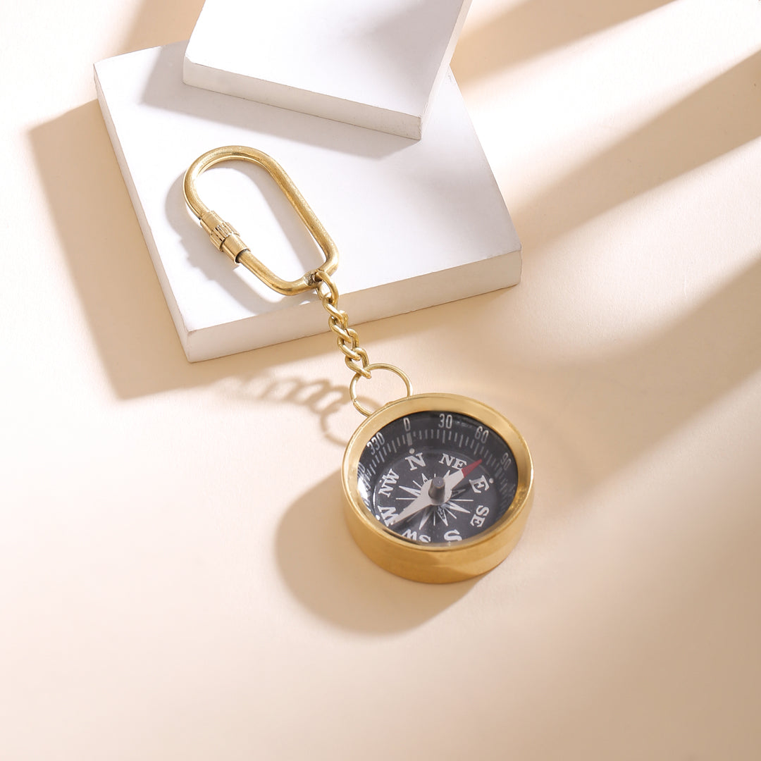 Brass Compass Keychain With Box - Eco-friendly - Sama Homes