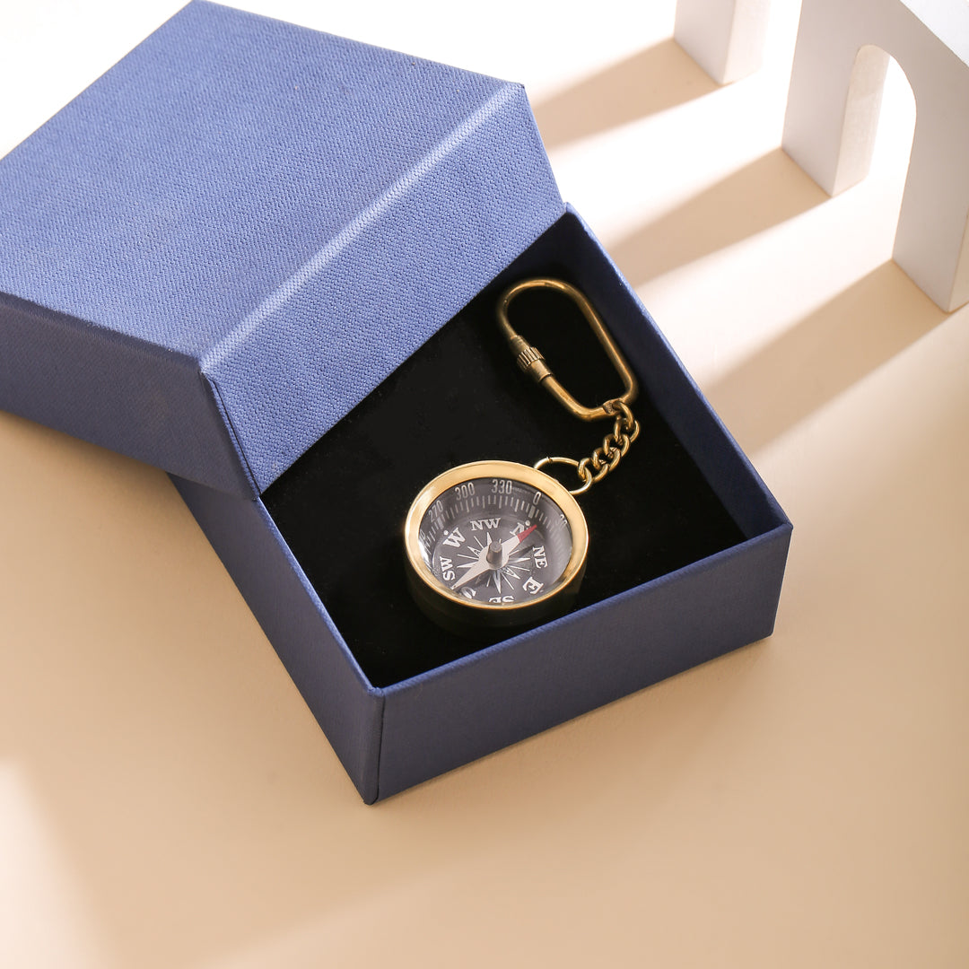 Brass Compass Keychain With Box - Image 2