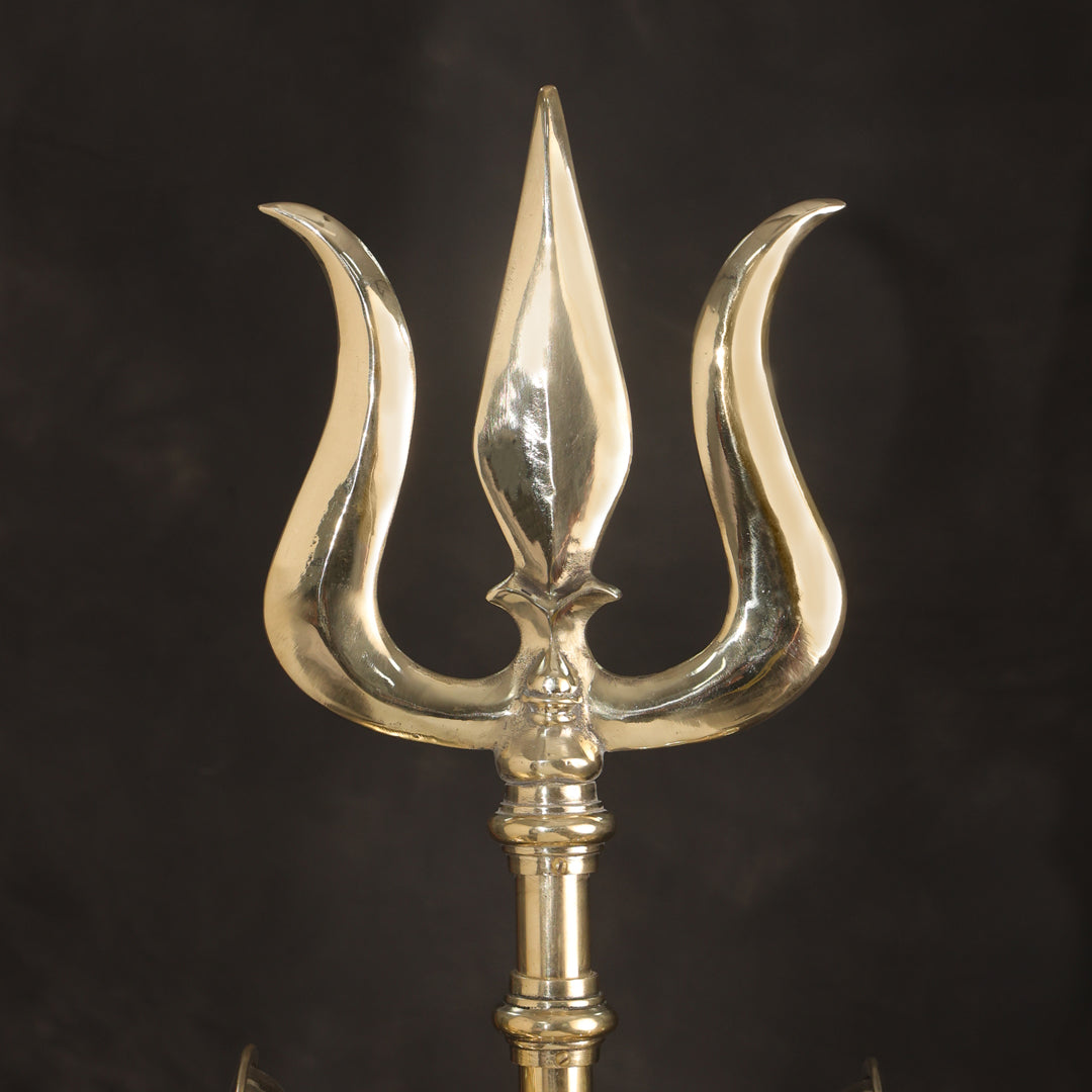 Brass Divya Trishul On Naag with Damru - Image 3