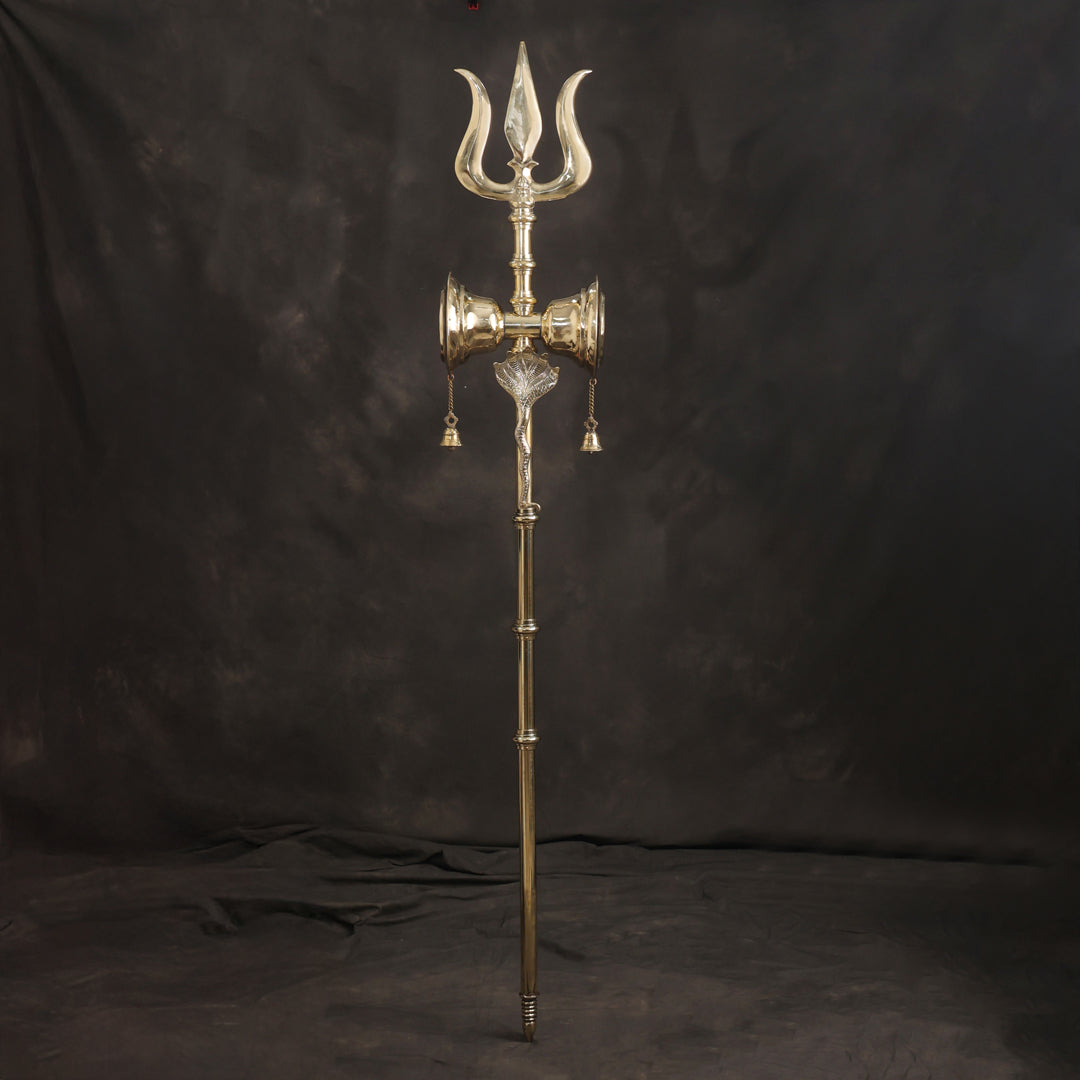 Brass Divya Trishul On Naag with Damru - Image 2