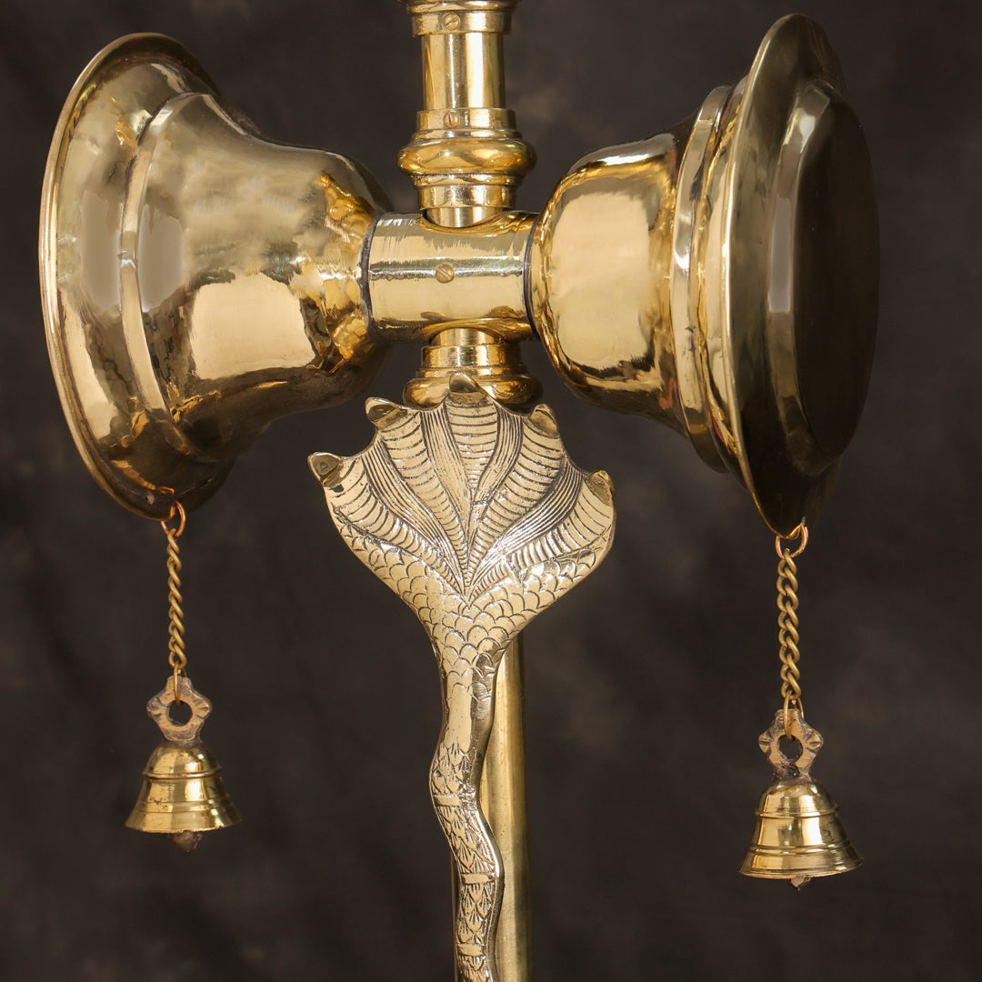 Brass Divya Trishul On Naag with Damru - Image 4