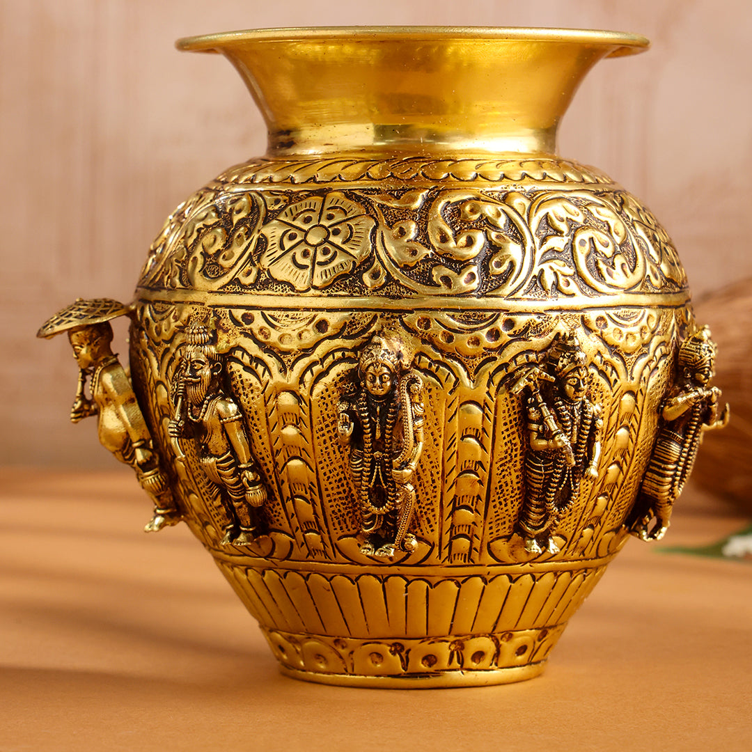 Brass Ashtalakshmi And Dashavatara Kodam/Kalash - Image 18