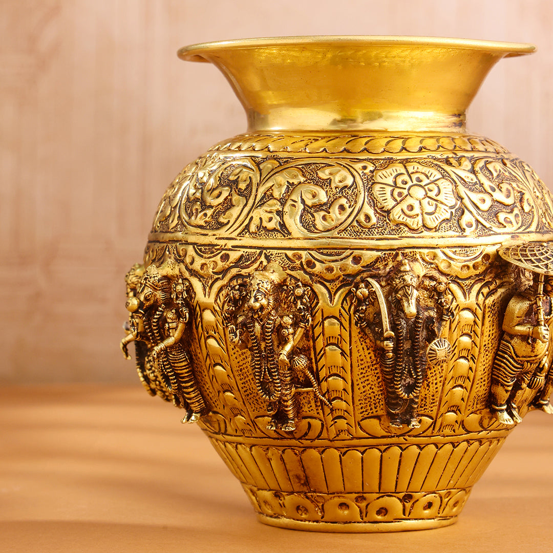 Brass Ashtalakshmi And Dashavatara Kodam/Kalash - Image 5