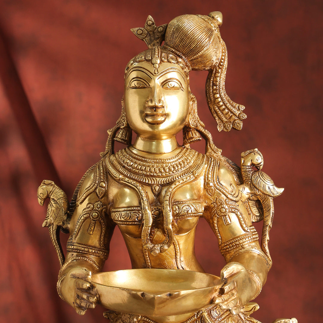 Brass Deep lakshmi Idol – Traditional Diya Holder for Prosperity and Light (30 Inch) - Image 3