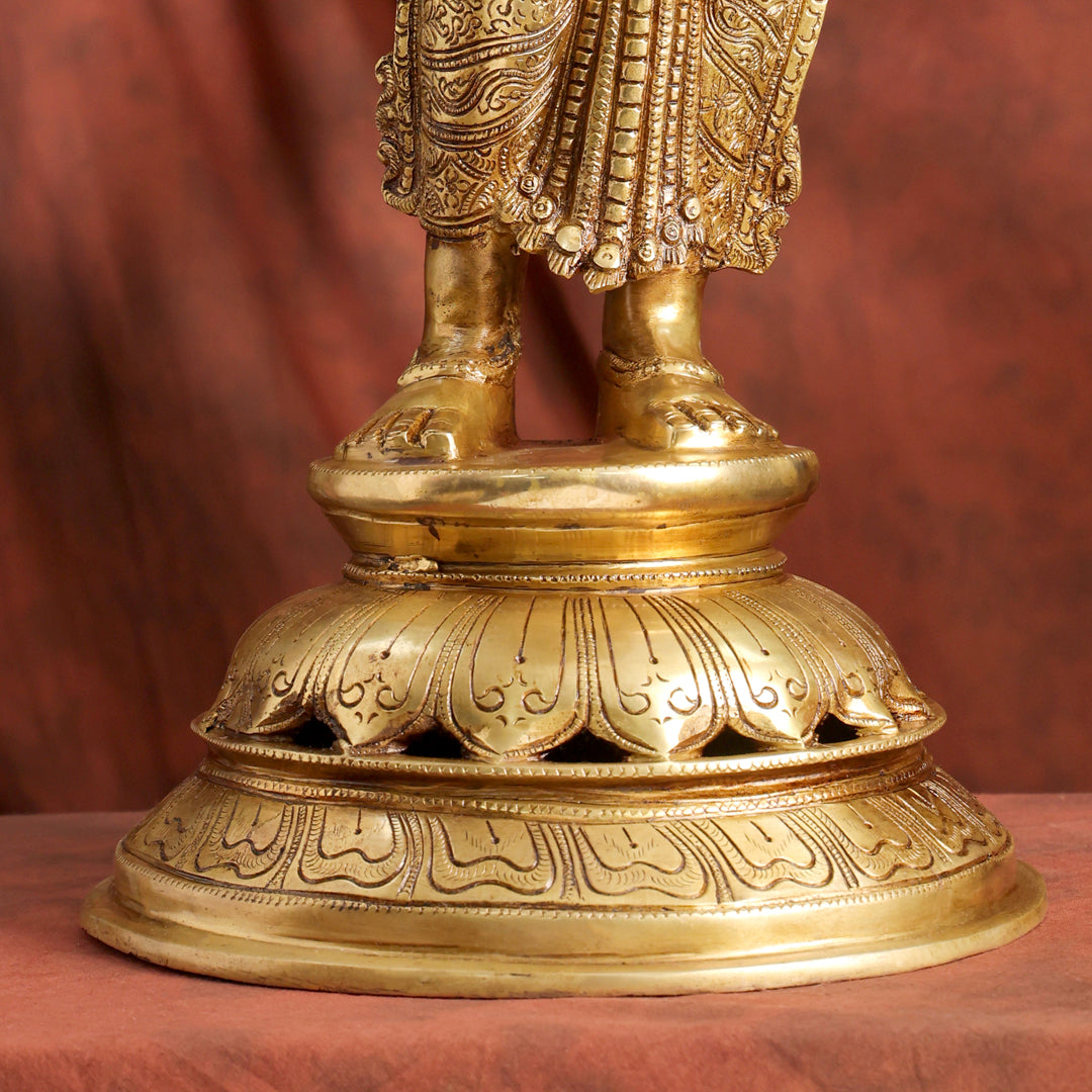 Brass Deep lakshmi Idol – Traditional Diya Holder for Prosperity and Light (30 Inch) - Image 4
