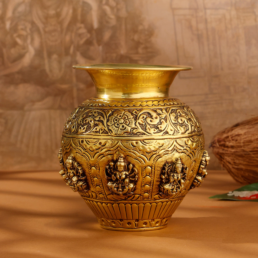 Brass Ashtalakshmi And Dashavatara Kodam/Kalash - Image 2