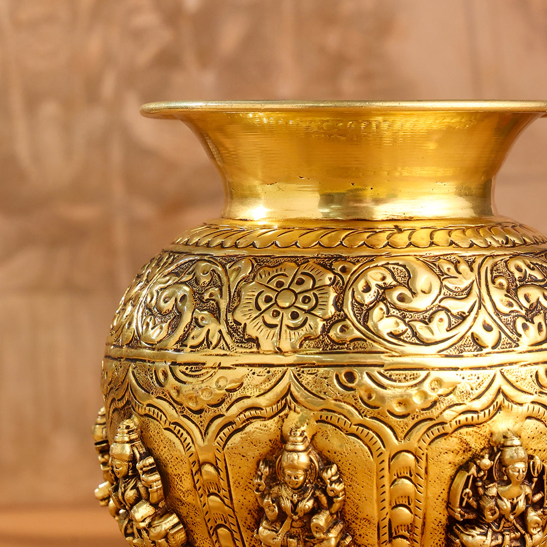 Brass Ashtalakshmi And Dashavatara Kodam/Kalash - Image 20