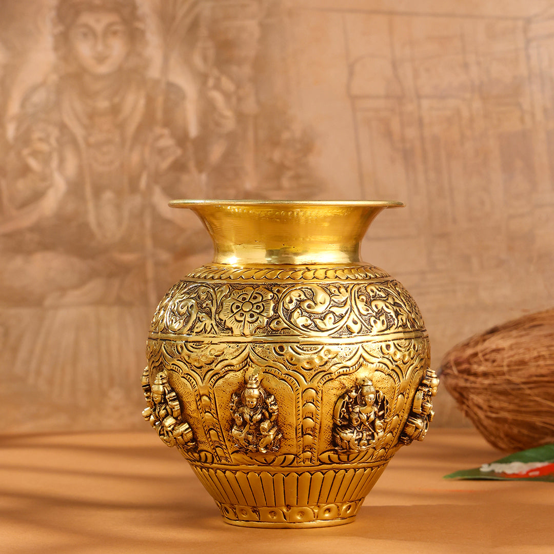 Brass Ashtalakshmi And Dashavatara Kodam/Kalash - Image 17