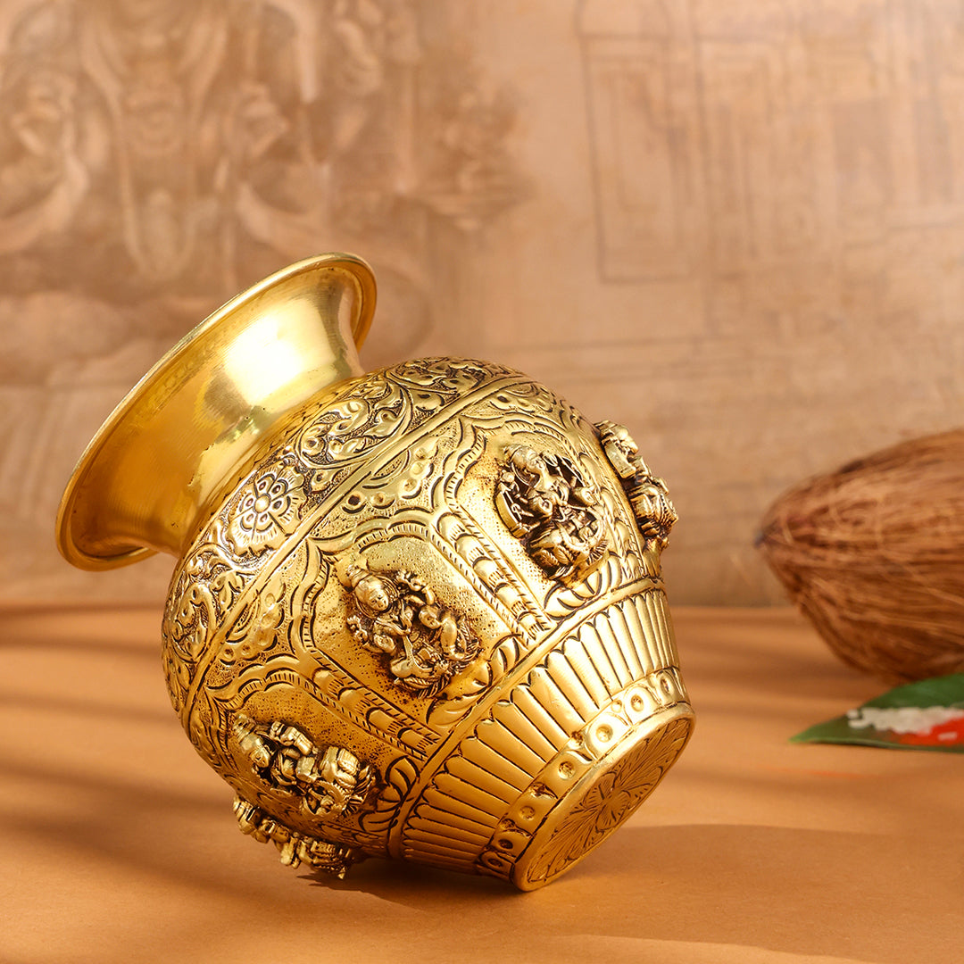 Brass Ashtalakshmi And Dashavatara Kodam/Kalash