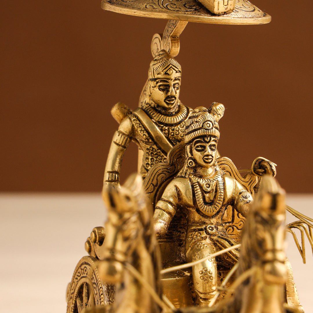 Brass Arjun And Krishna Rath (7.5 Inch) - Image 5