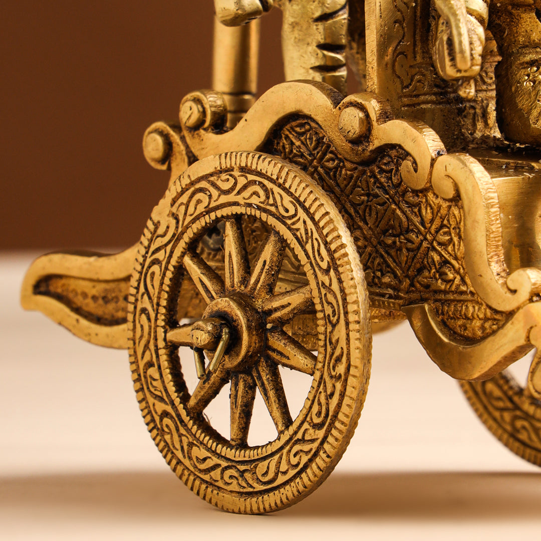 Brass Arjun And Krishna Rath (7.5 Inch) - Image 6