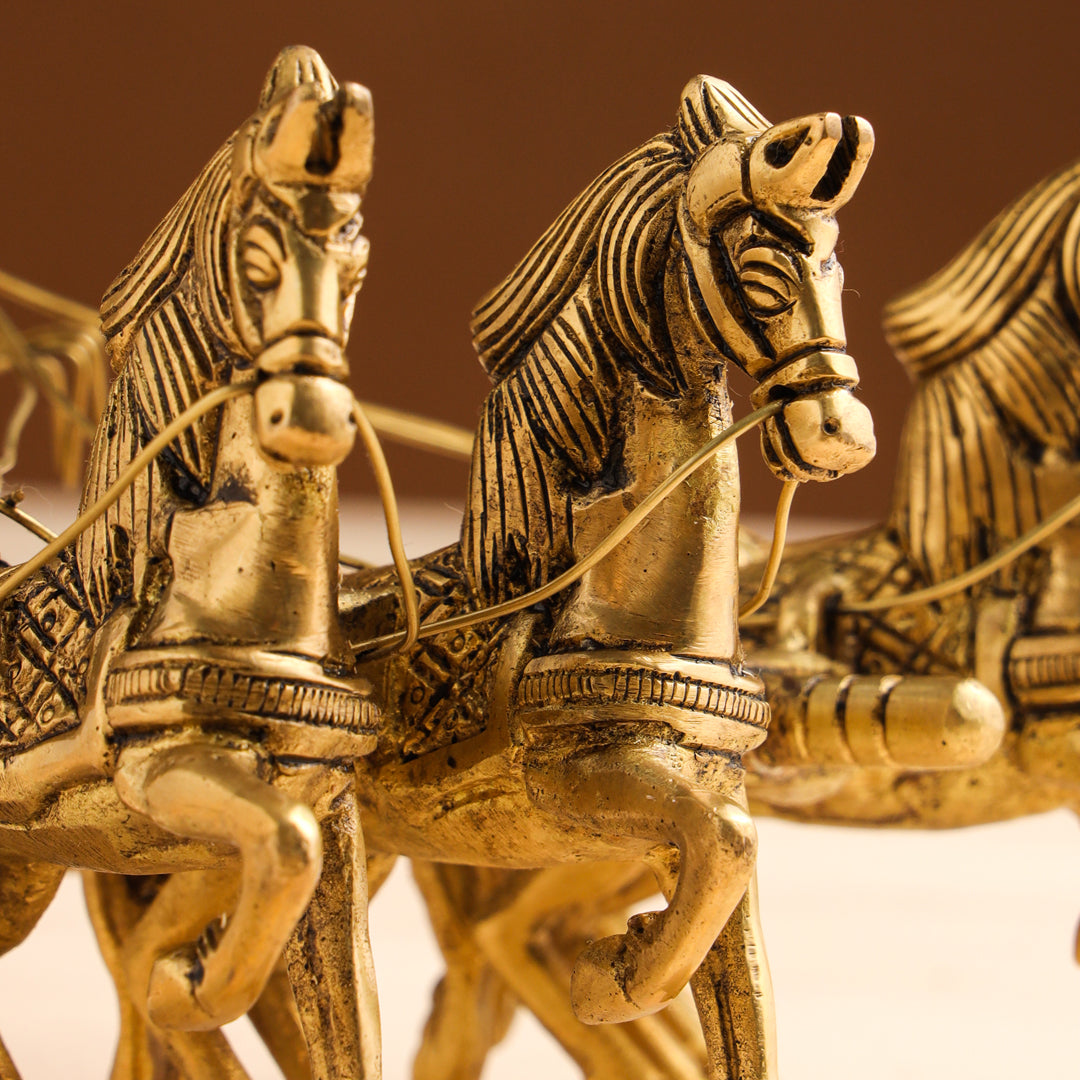 Brass Arjun And Krishna Rath (7.5 Inch) - Image 7