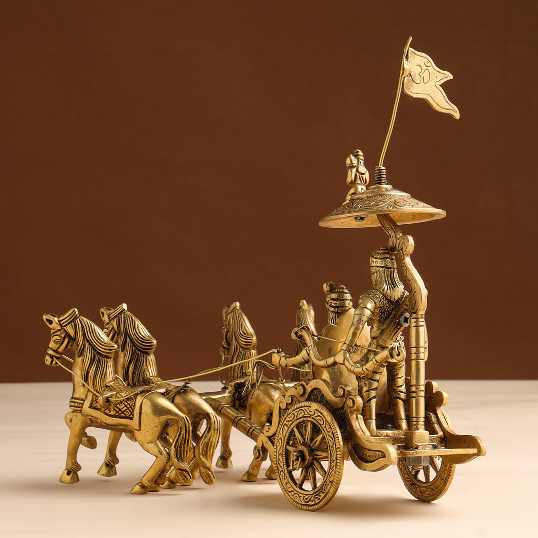 Brass Arjun And Krishna Rath (7.5 Inch) - Image 9