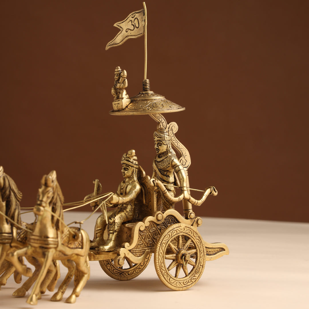 Brass Arjun And Krishna Rath (7.5 Inch) - Image 8