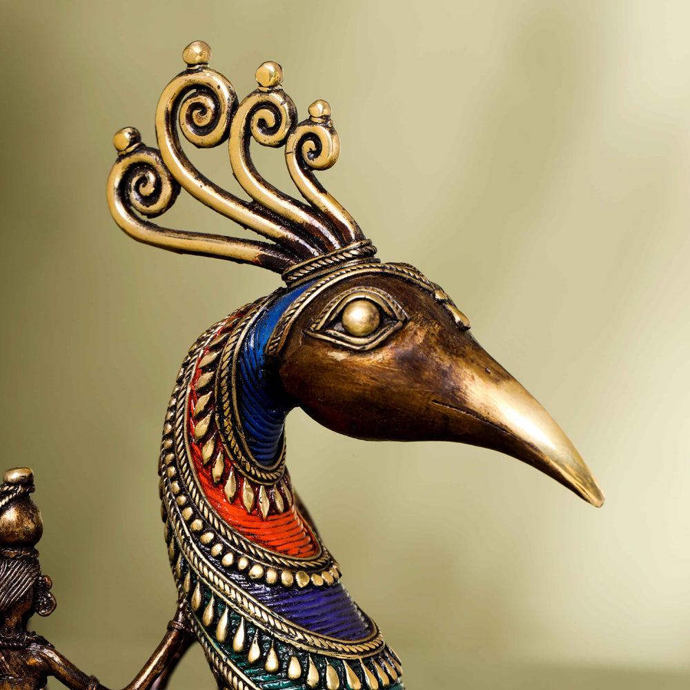 Brass Dhokra Peacock Five Men Boat (13 Inch) - Image 6