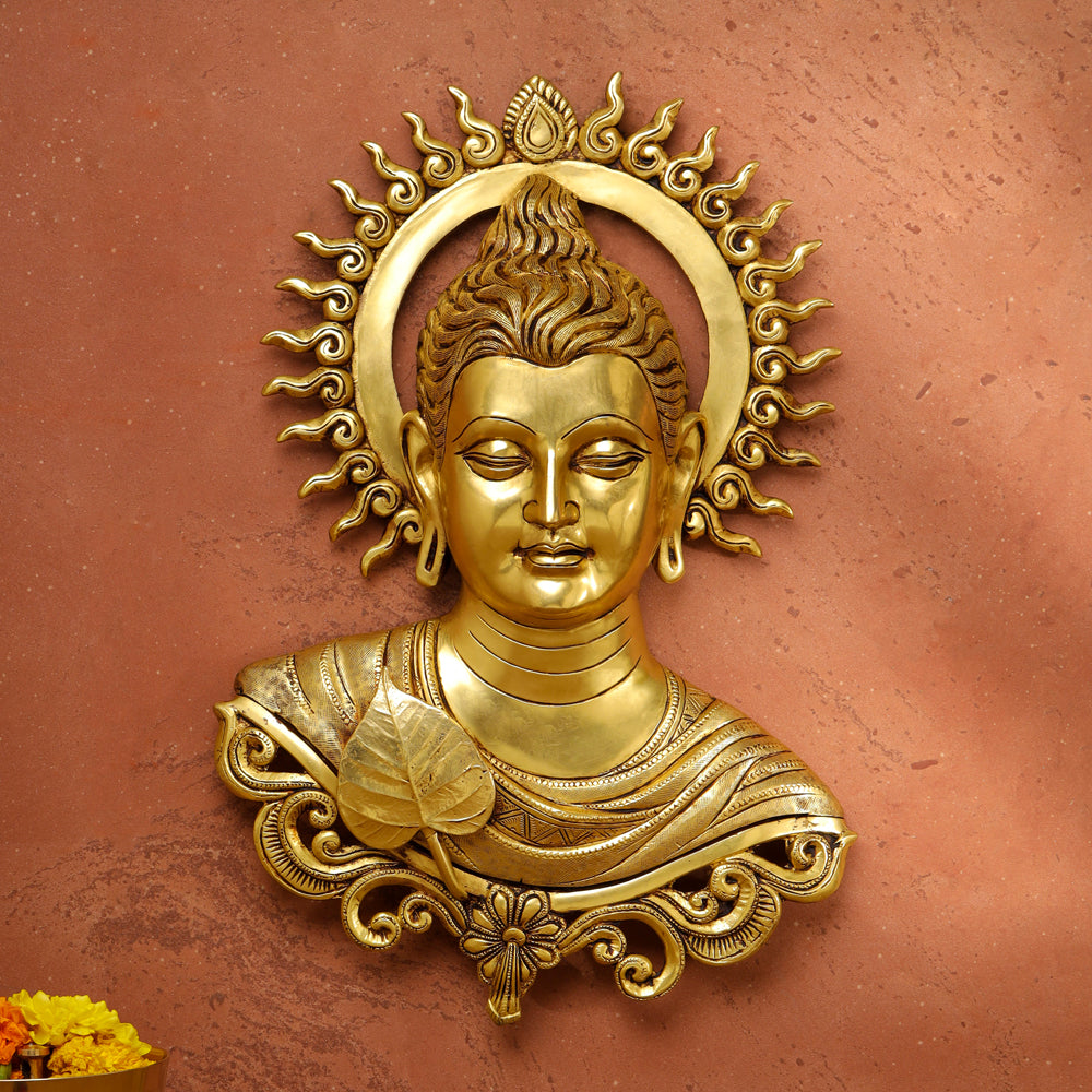 Brass Buddha Wall Hanging (15.5 Inch) - Eco-friendly - Sama Homes