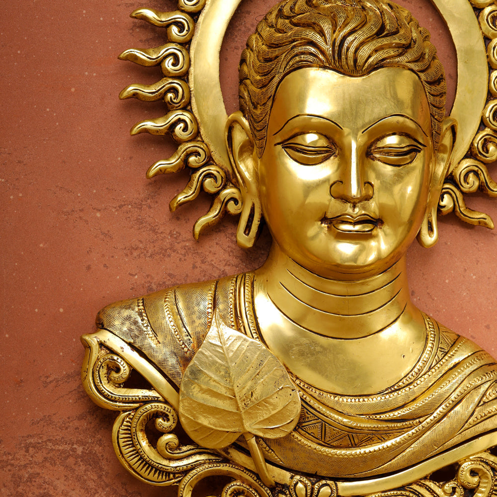 Brass Buddha Wall Hanging (15.5 Inch) - Image 3