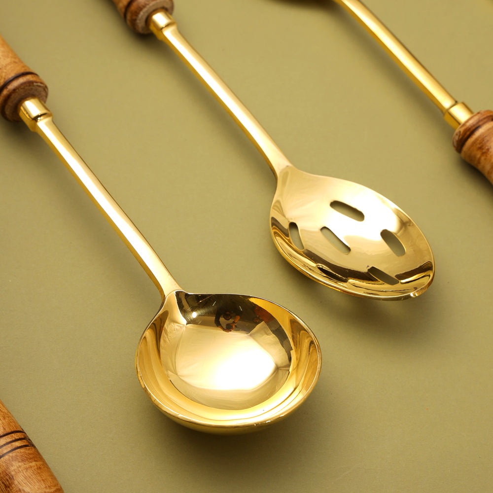 Heavy duty brass flipping and frying ladle set 14.5 inch - Image 6