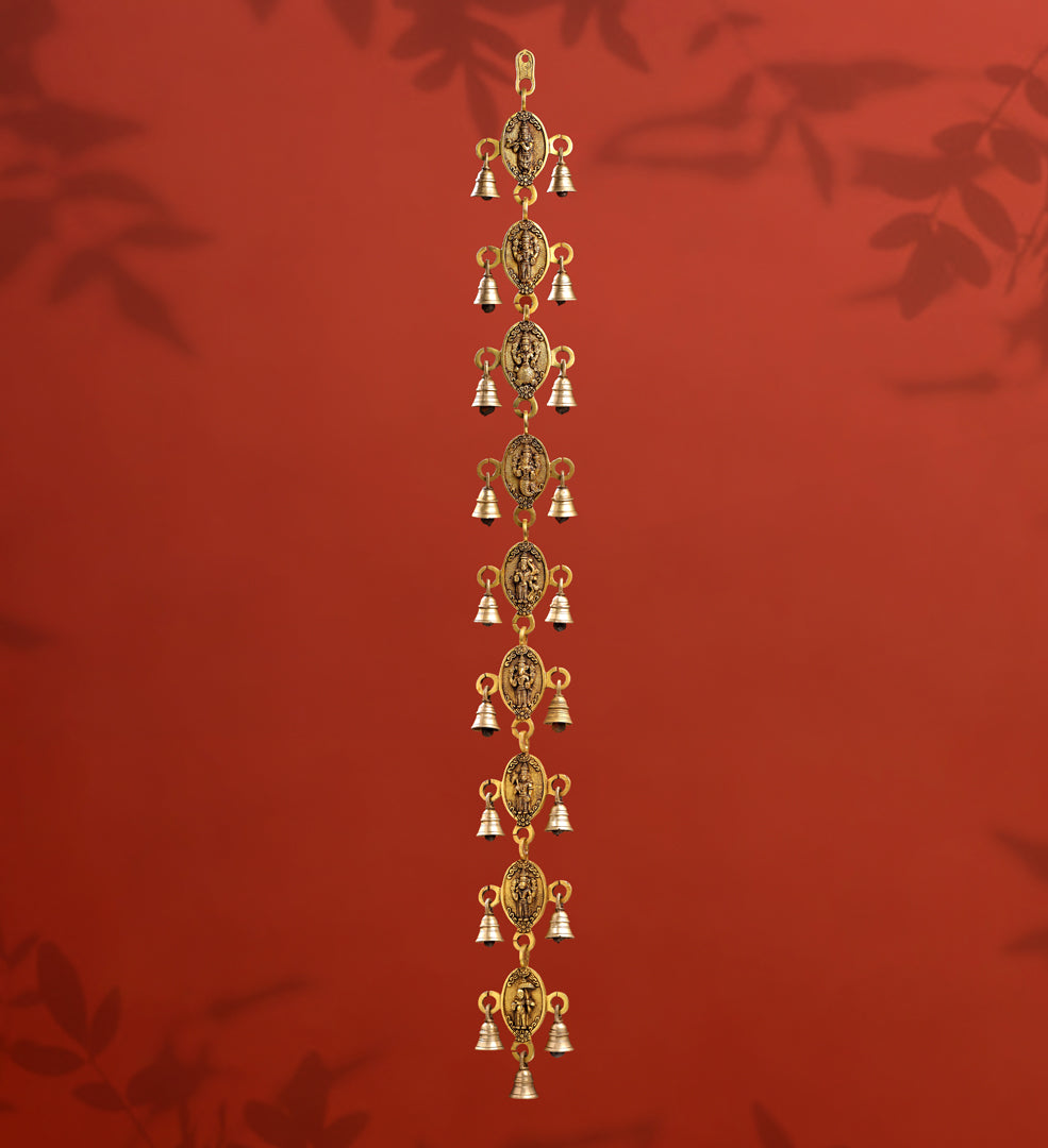Brass Dashavatara Hanging Bell (48 Inch) - Eco-friendly - Sama Homes