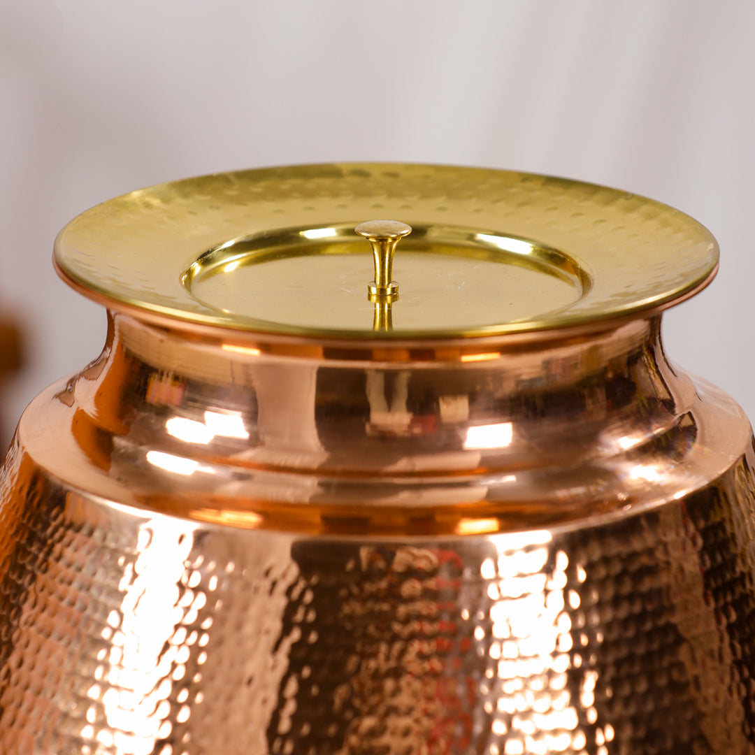 Ayurvedic copper water pot with brass tap for kitchen