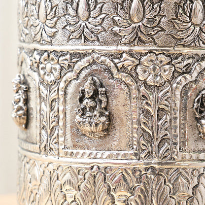 Silver Plated Brass Ashtalakshmi Decorative Pot – Traditional Handcrafted Indian Décor | Available in 3 Sizes – Image 3