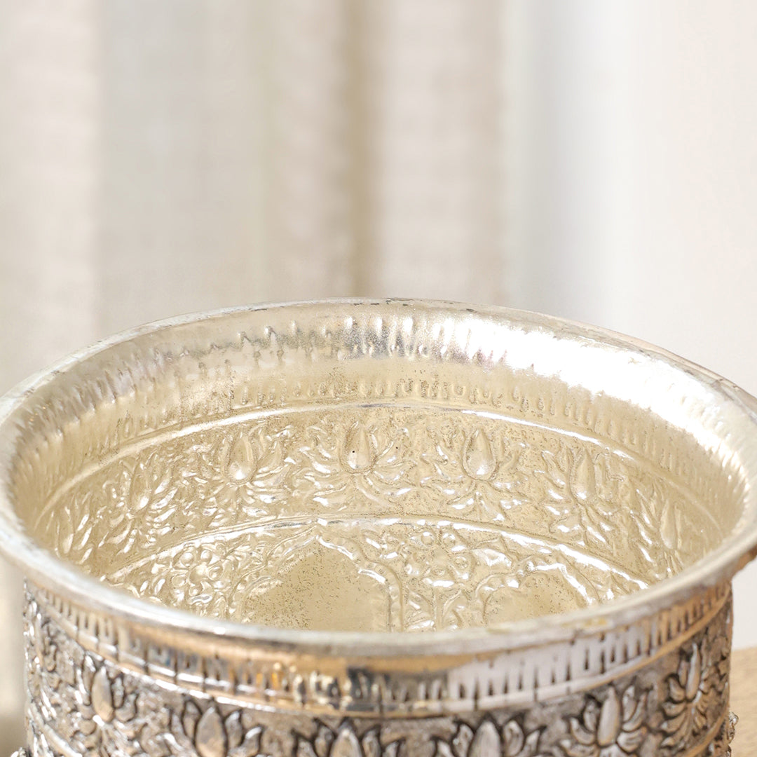 Silver Plated Brass Ashtalakshmi Decorative Pot – Traditional Handcrafted Indian Décor | Available in 3 Sizes – Image 5