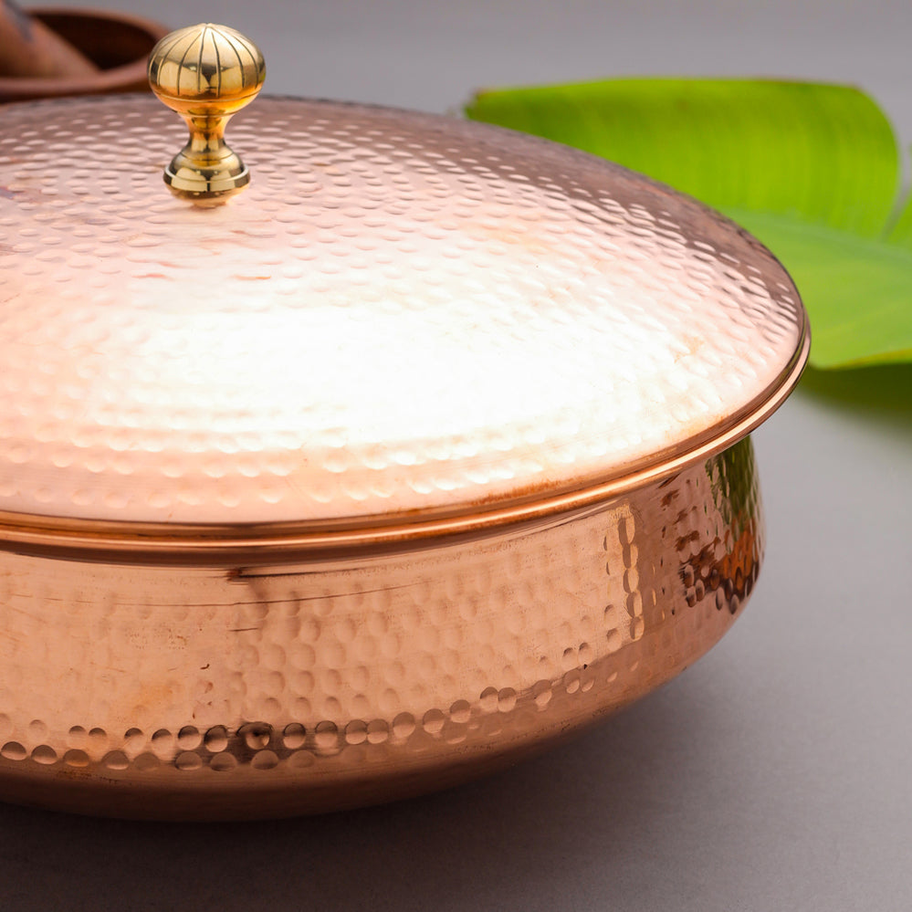 Handcrafted Copper Handi/Lagan with Lid – 5L Traditional Indian Cookware | Sama Homes
