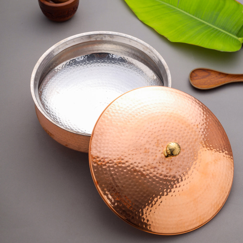 Handcrafted Copper Handi/Lagan with Lid – 5L Traditional Indian Cookware | Sama Homes - Image 3