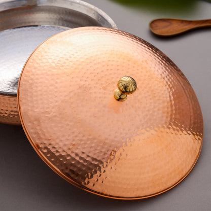 Handcrafted Copper Handi/Lagan with Lid – 5L Traditional Indian Cookware | Sama Homes by SAMA Homes - Handi (View 4)