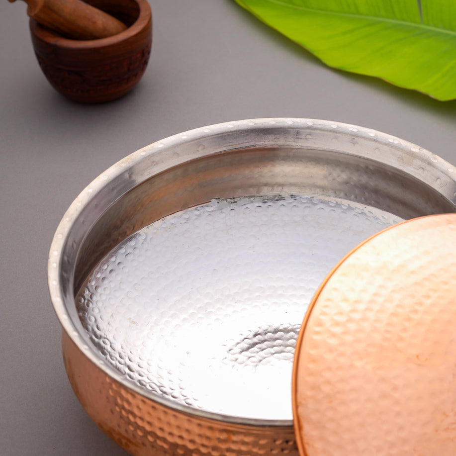 Handcrafted Copper Handi/Lagan with Lid – 5L Traditional Indian Cookware | Sama Homes - Image 5