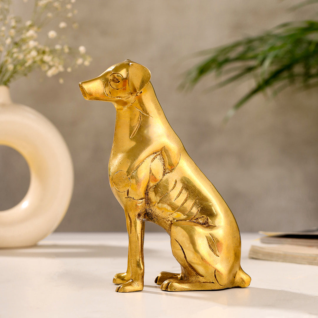 Brass Dog Sitting Statue (7.2 INCH) - Eco-friendly - Sama Homes