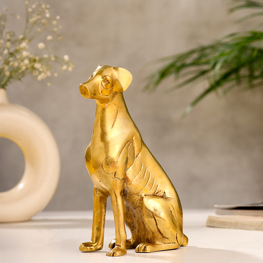 Brass Dog Sitting Statue (7.2 INCH) - Image 2