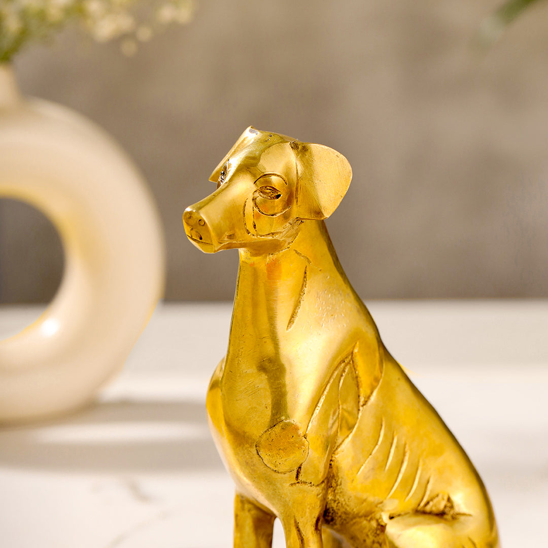 Brass Dog Sitting Statue (7.2 INCH) - Image 3