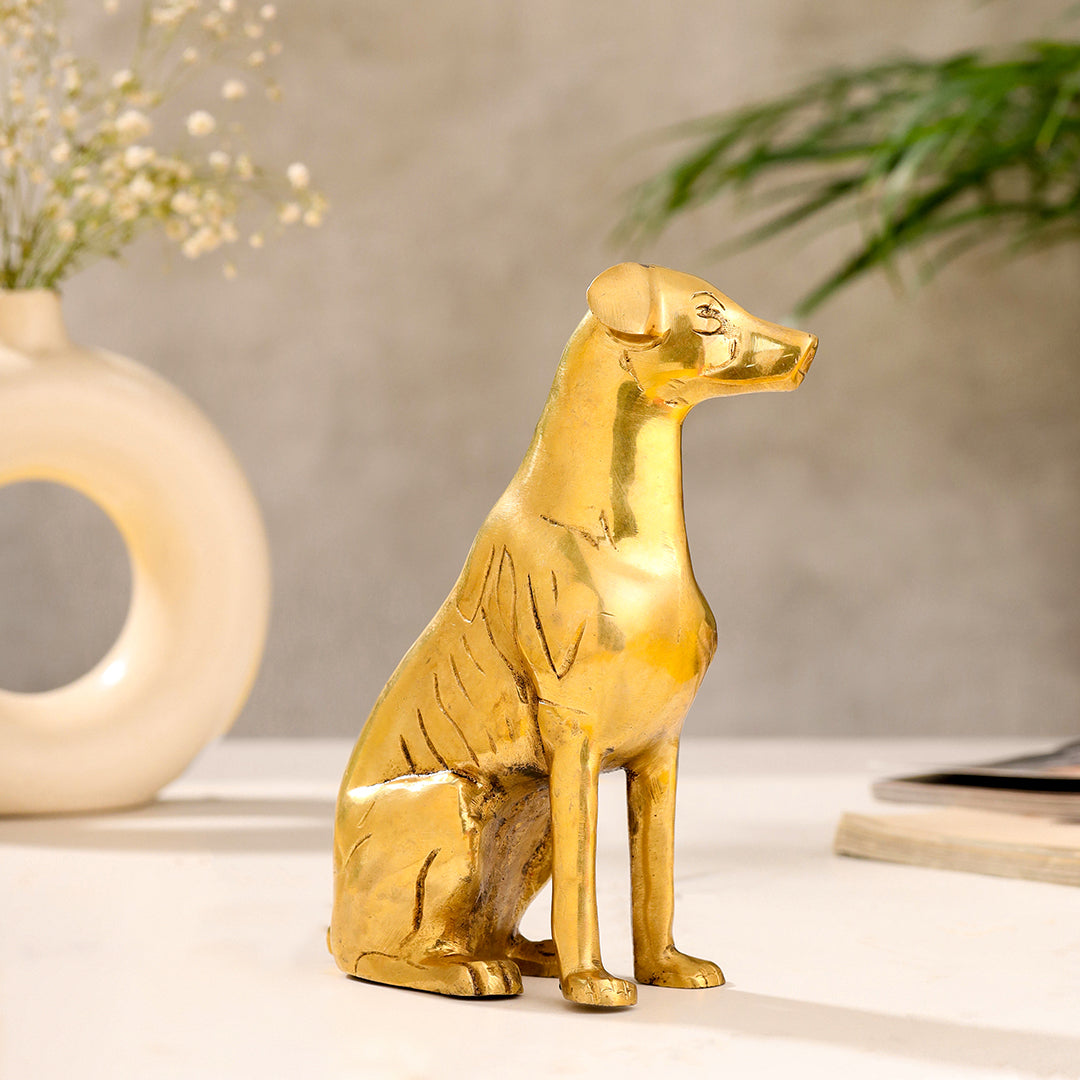 Brass Dog Sitting Statue (7.2 INCH) - Image 5
