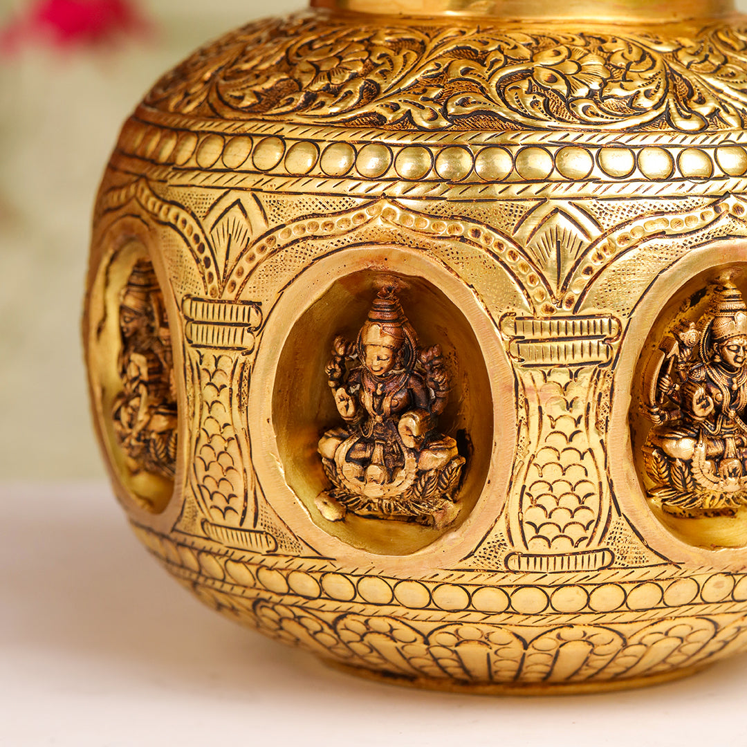 Brass Ashtalakshmi And Dashavatara Kodam/Kalash - Image 15