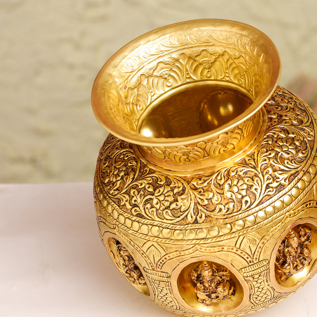 Brass Ashtalakshmi And Dashavatara Kodam/Kalash - Image 16