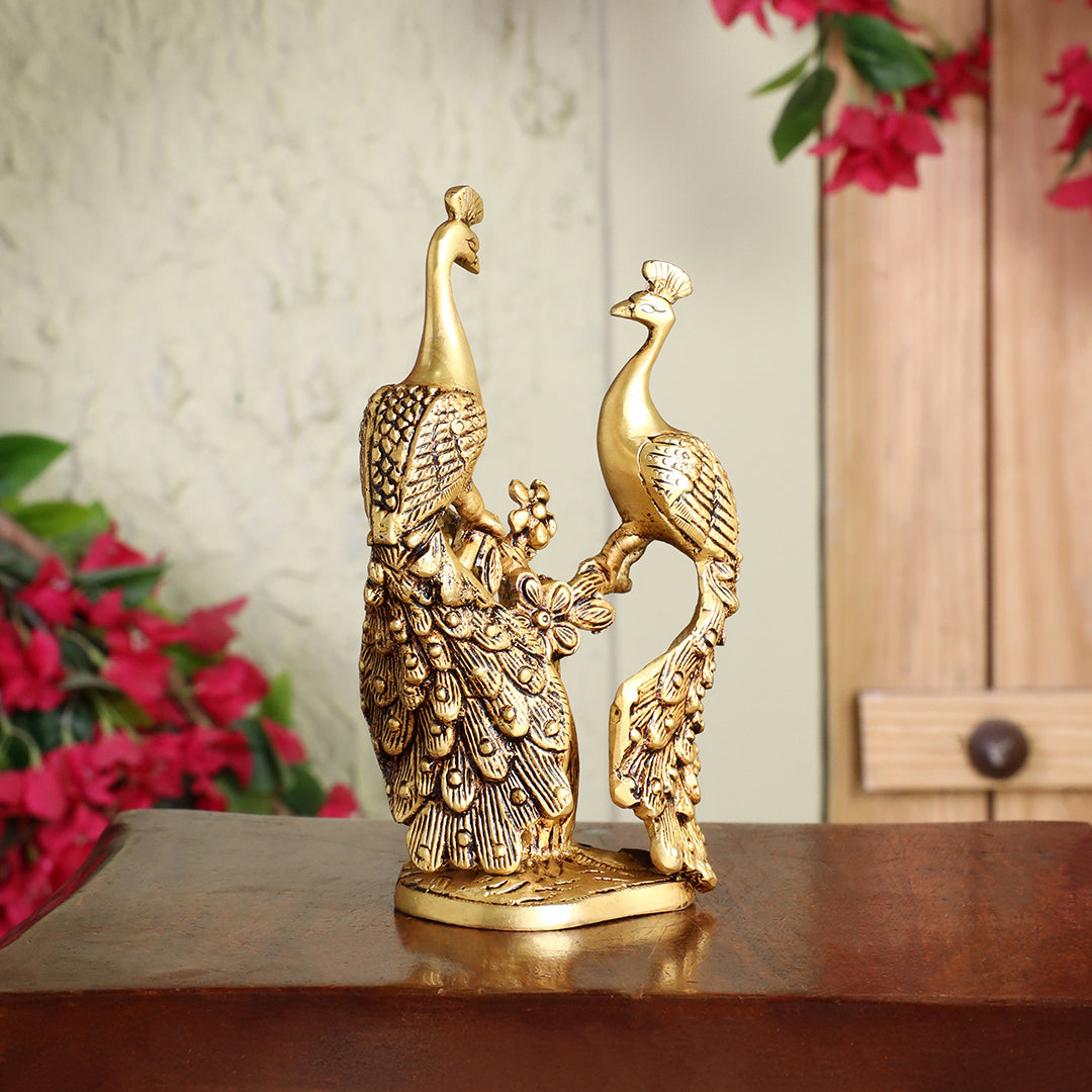 Brass Double Peacock Statue – Handcrafted Decorative Showpiece (7 Inch) - Image 4
