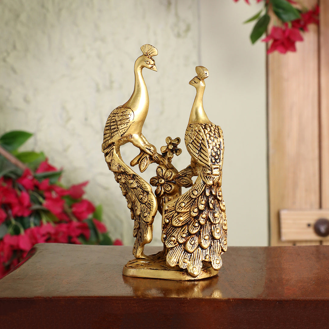 Brass Double Peacock Statue – Handcrafted Decorative Showpiece (7 Inch) - Image 5
