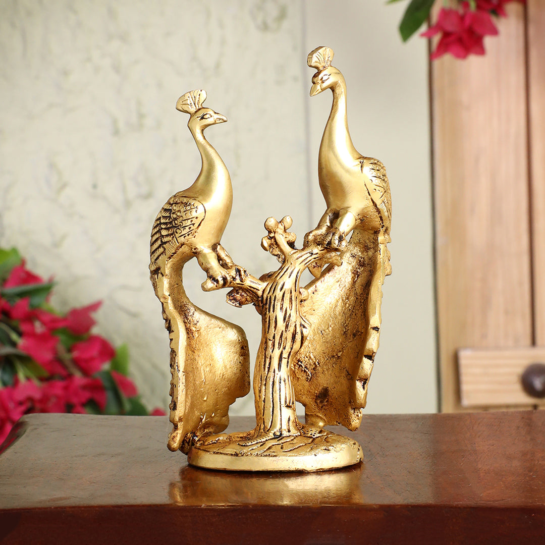 Brass Double Peacock Statue – Handcrafted Decorative Showpiece (7 Inch) - Image 6