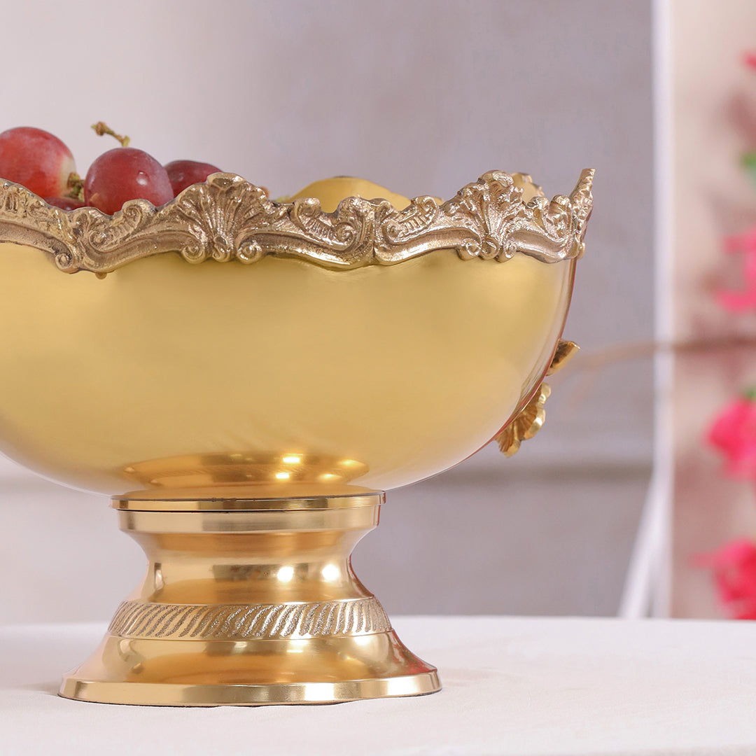 Brass Decorative Basket With Handcrafted Floral Design (6.2 Inch) - Image 5