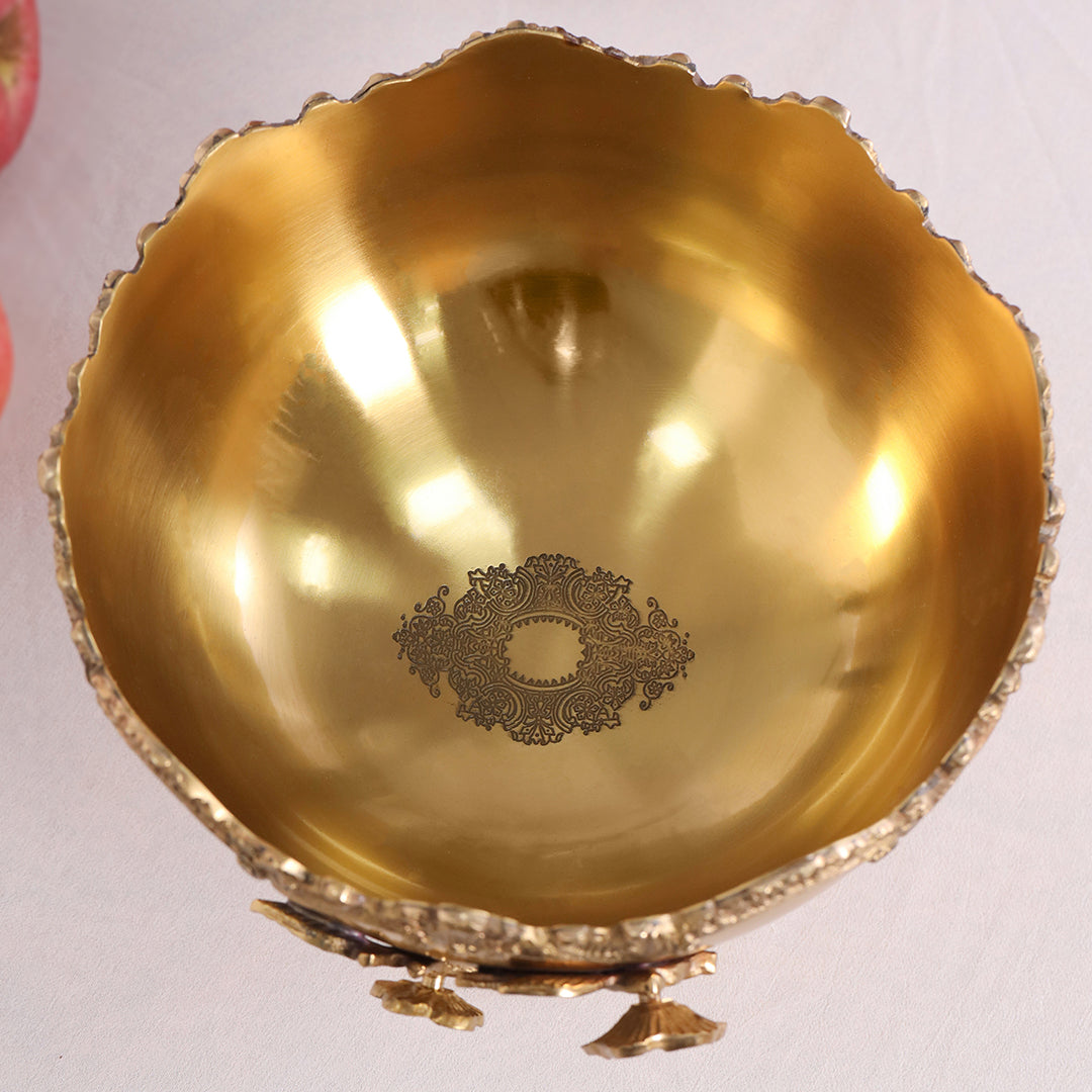 Brass Decorative Basket With Handcrafted Floral Design (6.2 Inch) - Image 6