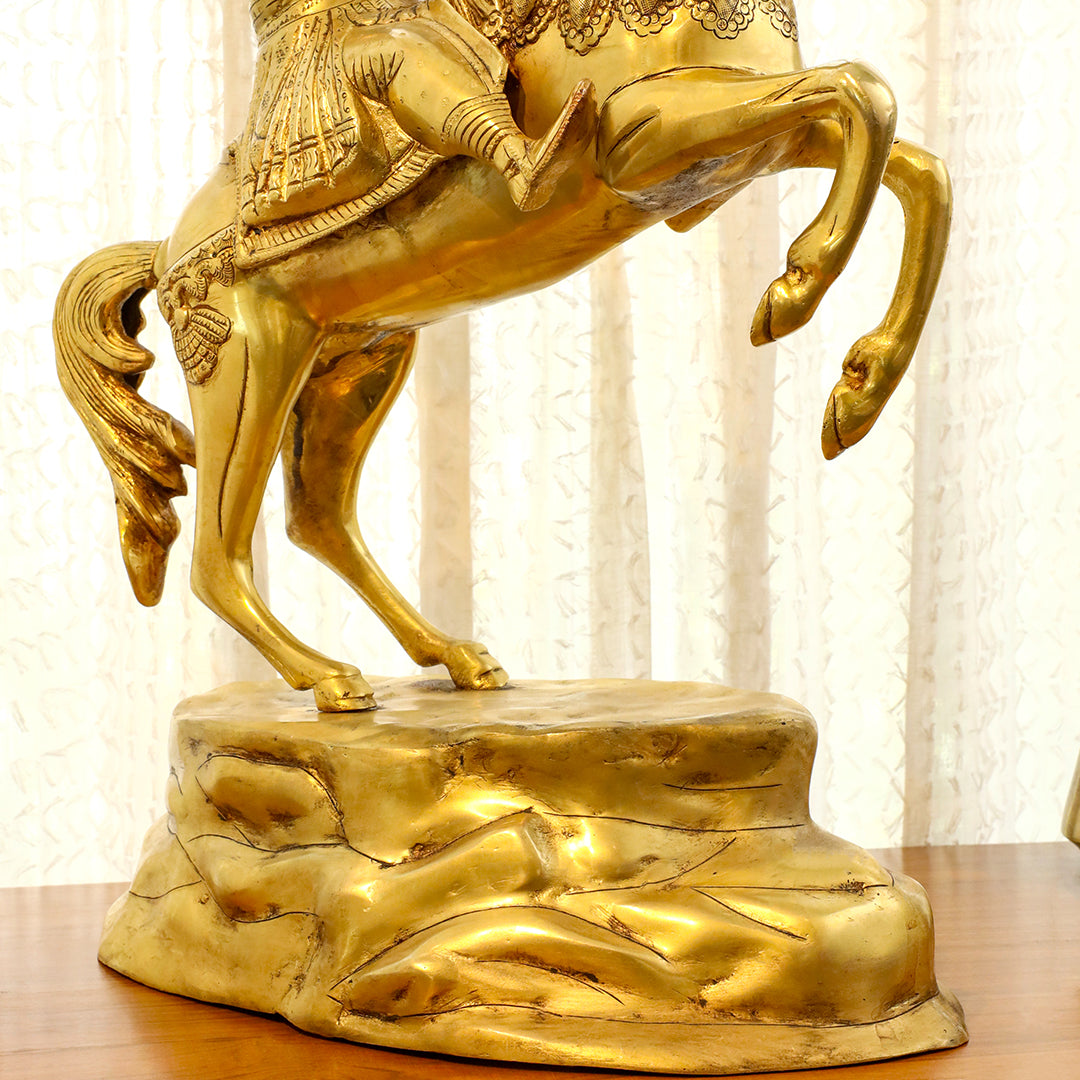 Brass Chatrapati Shivaji Maharaj On Horse Statue (22 Inch) - Image 4