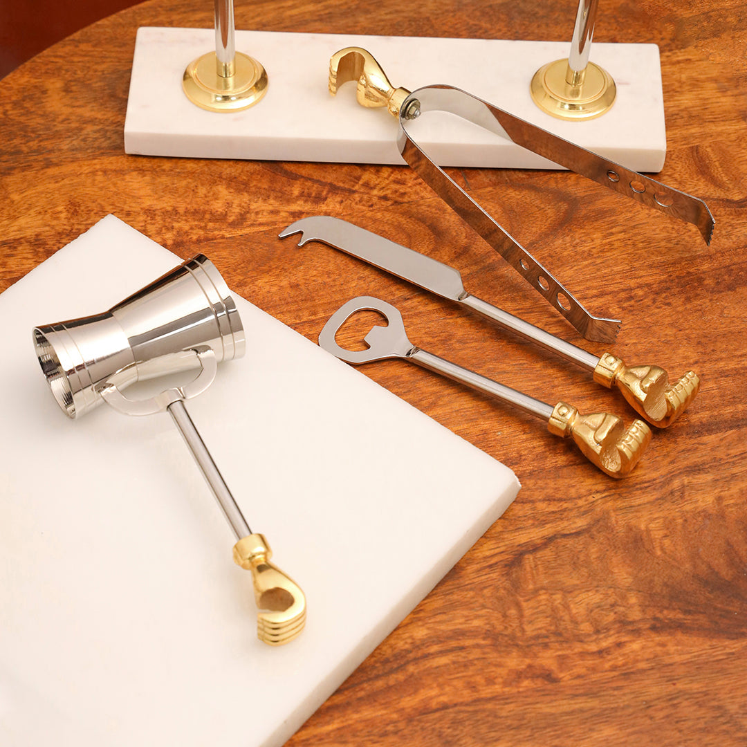 Brass & Steel Bar Tool Set with Stand (9.8 Inch) - Image 5