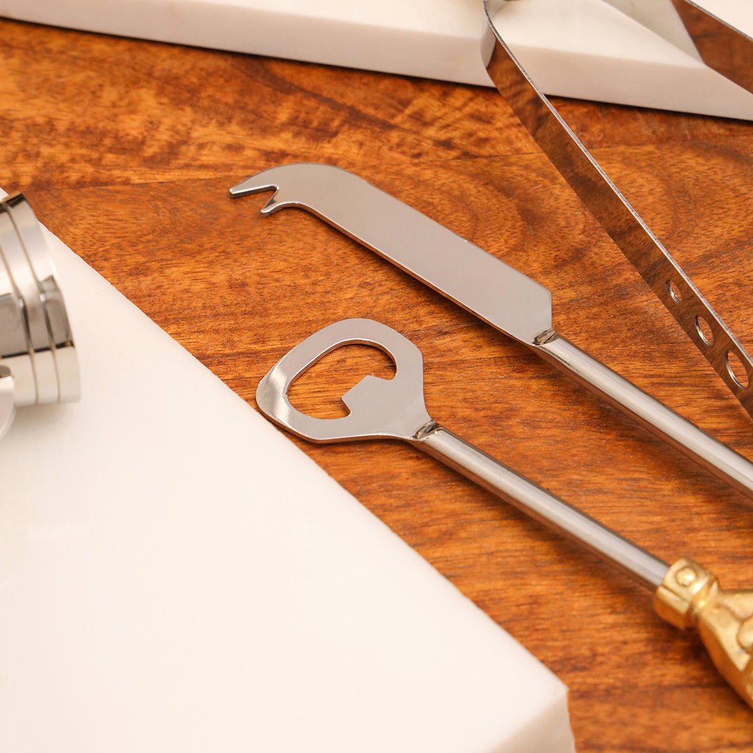 Brass & Steel Bar Tool Set with Stand (9.8 Inch)